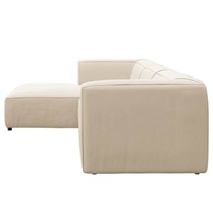 Hoekbank ALON met chaise longue Geweven stof Saia: Beige - Longchair vooraanzicht links