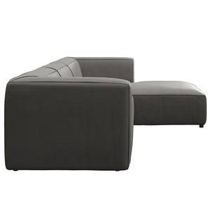 Ecksofa ALON mit Longchair Webstoff Belana: Grau - Longchair davorstehend rechts