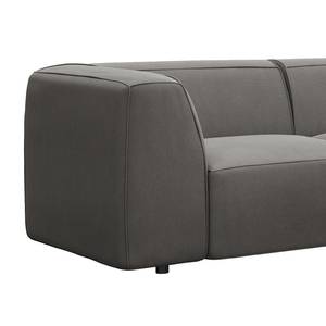 Ecksofa ALON mit Longchair Webstoff Belana: Grau - Longchair davorstehend rechts