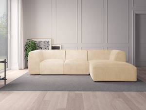 Ecksofa ALON mit Longchair Bouclé Stoff Bony: Beige - Longchair davorstehend rechts