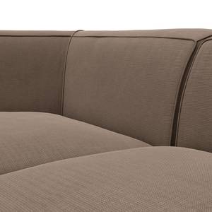 Hoekbank ALON met chaise longue Geweven stof Belana: Taupe - Longchair vooraanzicht links