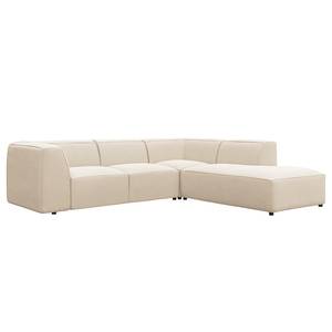 Ecksofa ALON mit Ottomane Webstoff Saia: Beige - Ottomane davorstehend rechts