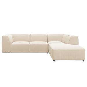 Ecksofa ALON mit Ottomane Webstoff Saia: Beige - Ottomane davorstehend rechts