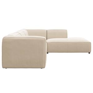 Ecksofa ALON mit Ottomane Webstoff Saia: Beige - Ottomane davorstehend rechts