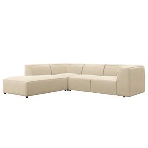 Ecksofa ALON mit Ottomane Cordstoff Snor: Beige - Ottomane davorstehend links