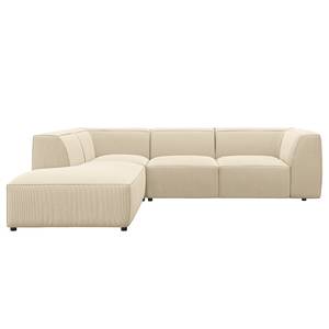 Ecksofa ALON mit Ottomane Cordstoff Snor: Beige - Ottomane davorstehend links