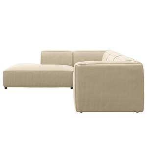 Ecksofa ALON mit Ottomane Cordstoff Snor: Beige - Ottomane davorstehend links