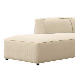 Ecksofa ALON mit Ottomane Cordstoff Snor: Beige - Ottomane davorstehend links