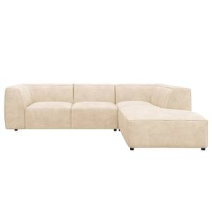 Ecksofa ALON mit Ottomane Bouclé Stoff Bony: Beige - Ottomane davorstehend rechts