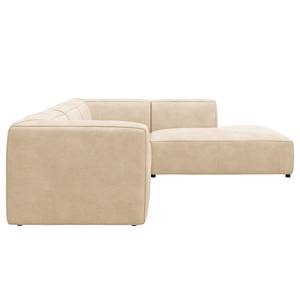 Ecksofa ALON mit Ottomane Bouclé Stoff Bony: Beige - Ottomane davorstehend rechts