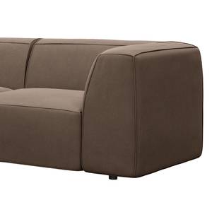 Ecksofa ALON mit Ottomane Webstoff Belana: Taupe - Ottomane davorstehend links