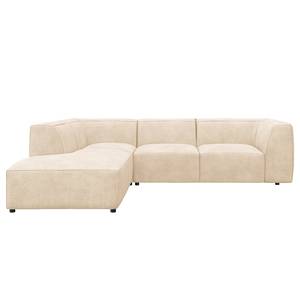 Ecksofa ALON mit Ottomane Bouclé Stoff Bony: Beige - Ottomane davorstehend links