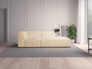 Chaise longue ALON Bouclé Stof Bony: Beige - Armleuning vooraanzicht links