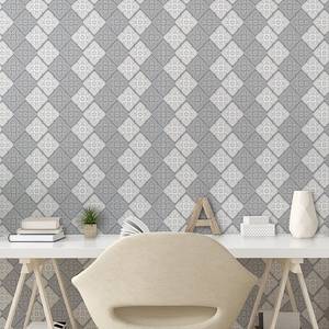 Tapete Damask PVC - Hellgrau / Grau - Höhe: 90 cm