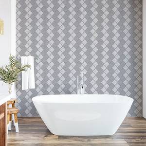 Tapete Damask PVC - Hellgrau / Grau - Höhe: 90 cm