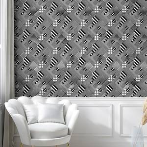 Papier peint Abstract Black and White PVC - Noir / Blanc - Hauteur : 90 cm