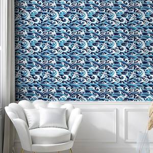 Behang Japanese Wave PVC - blauw - Hoogte: 90 cm