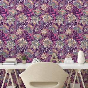 Papier peint Floral PVC - Lilas / Vert - Hauteur : 90 cm