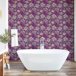 Papier peint Floral PVC - Lilas / Vert - Hauteur : 90 cm