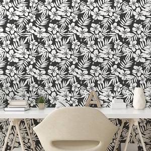 Papier peint Tropical PVC - Noir / Blanc - Hauteur : 90 cm