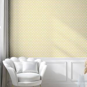 Papier peint Honeycombs PVC - Jaune / Blanc - Hauteur : 90 cm