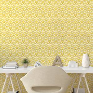 Papier peint Abstract Sun PVC - Jaune / Blanc - Hauteur : 180 cm