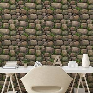 Behang Nature Stone PVC - taupe/groen - Hoogte: 180 cm