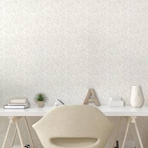 Papier peint Ivory PVC - Blanc / Crème - Hauteur : 180 cm