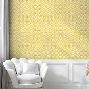 Papier peint Abstract Sun PVC - Jaune / Blanc - Hauteur : 250 cm