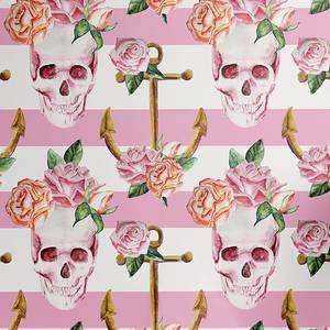 Papier peint Anchor Skull PVC - Rose / Blanc - Hauteur : 250 cm