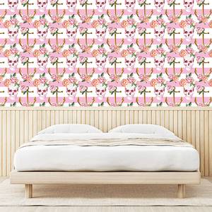 Papier peint Anchor Skull PVC - Rose / Blanc - Hauteur : 250 cm