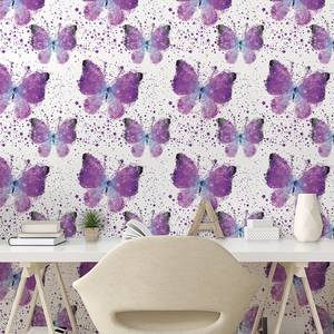 Behang Watercolour Butterfly PVC - wit/lila - Hoogte: 250 cm