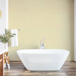 Papier peint Honeycombs PVC - Jaune / Blanc - Hauteur : 250 cm