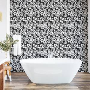 Papier peint Tropical PVC - Noir / Blanc - Hauteur : 250 cm