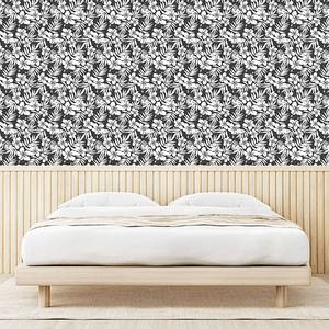 Papier peint Tropical PVC - Noir / Blanc - Hauteur : 250 cm