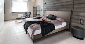 Letto boxspring Plata Fango - 160 x 200cm - Materasso doppio H3 H4 - Similpelle