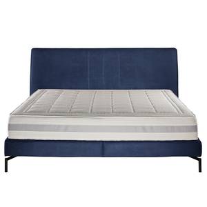 Boxspringbett Plata Dunkelblau - 160 x 200cm - Doppelmatratze H3/H4 - Flachgewebe