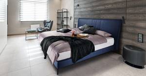 Letto boxspring Plata Blu scuro - 180 x 200cm - H3 - Tessuto piatto