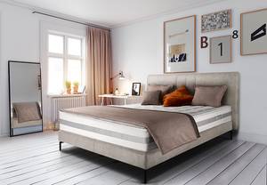 Boxspringbett Plata Creme - 160 x 200cm - Doppelmatratze H2/H4 - Flachgewebe