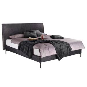 Lit boxspring Plata Anthracite - 160 x 200cm - Matelas double D3/D4 - Tissé à plat