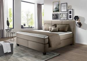 Boxspringbett Athena Schlamm - 180 x 200cm - Doppelmatratze H2/H4 - Kunstleder