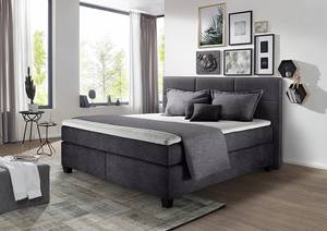 Boxspringbett Athena Anthrazit - 160 x 200cm - Doppelmatratze H2/H3 - Flachgewebe