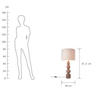 Tischleuchte ÉCHECS Mangoholz / Leinen / Viskose / Eisen - 1-flammig