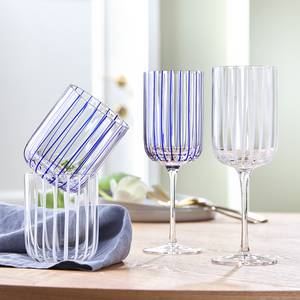 Trinkglas-Set CHEERFUL 4er-Set gestreift Glas - Blau