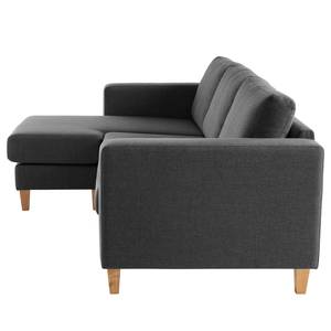 Ecksofa MAISON 2-Sitzer mit Longchair Webstoff - Webstoff Inas: Dunkelgrau - Longchair davorstehend links