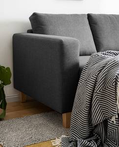 Ecksofa MAISON 2-Sitzer mit Longchair Webstoff - Webstoff Inas: Dunkelgrau - Longchair davorstehend links