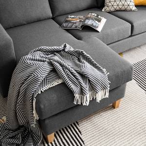 Ecksofa MAISON 2-Sitzer mit Longchair Webstoff - Webstoff Inas: Dunkelgrau - Longchair davorstehend links