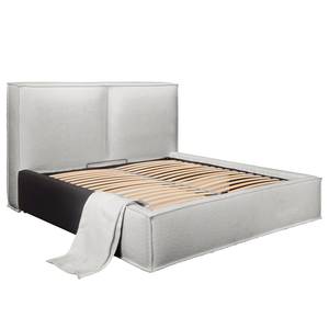 Gestoffeerd bed KINX Bouclé Stof Abby: Lichtgrijs - 160 x 200cm - Zonder matras - 1 opbergruimte - 150cm