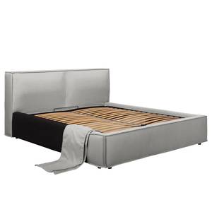 Gestoffeerd bed KINX Platweefsel Desna: Grijs - 200 x 200cm - Zonder matras - 1 opbergruimte - 110cm