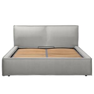 Gestoffeerd bed KINX Platweefsel Desna: Grijs - 200 x 200cm - Zonder matras - 1 opbergruimte - 110cm